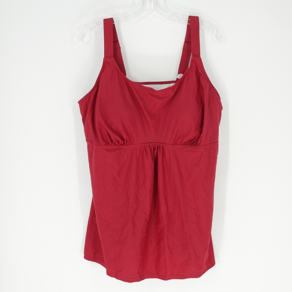 Holipick NWT Women's Red Ruched Adjustable Strap Tankini Swim Top Size 20W